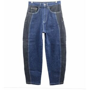 ruti Barrel Jeans Women's Size 4 Two-Tone High Waisted Blue Black Stretch Denim